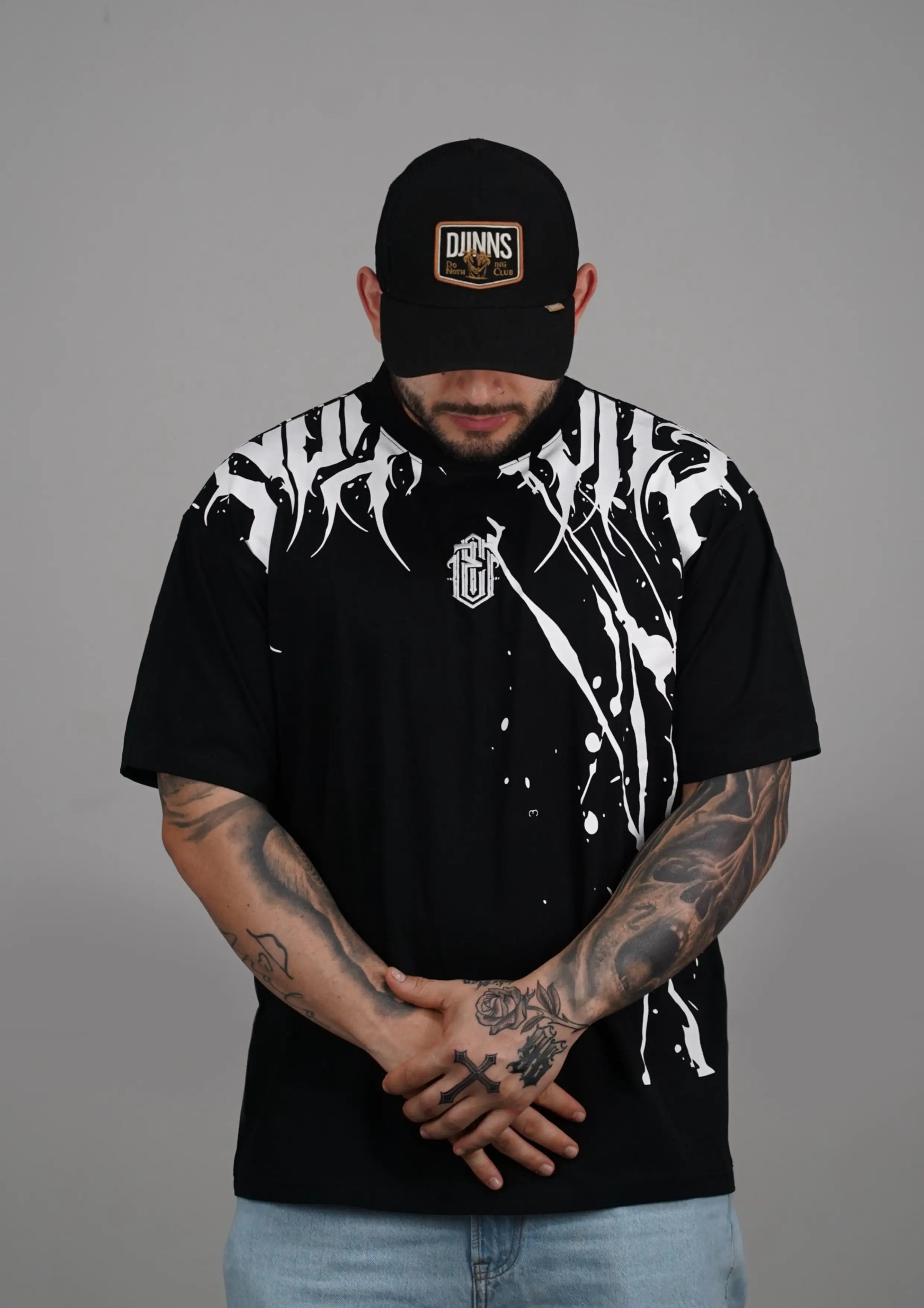 Camiseta Oversize Evolution Tattoo – Black Ink Edition