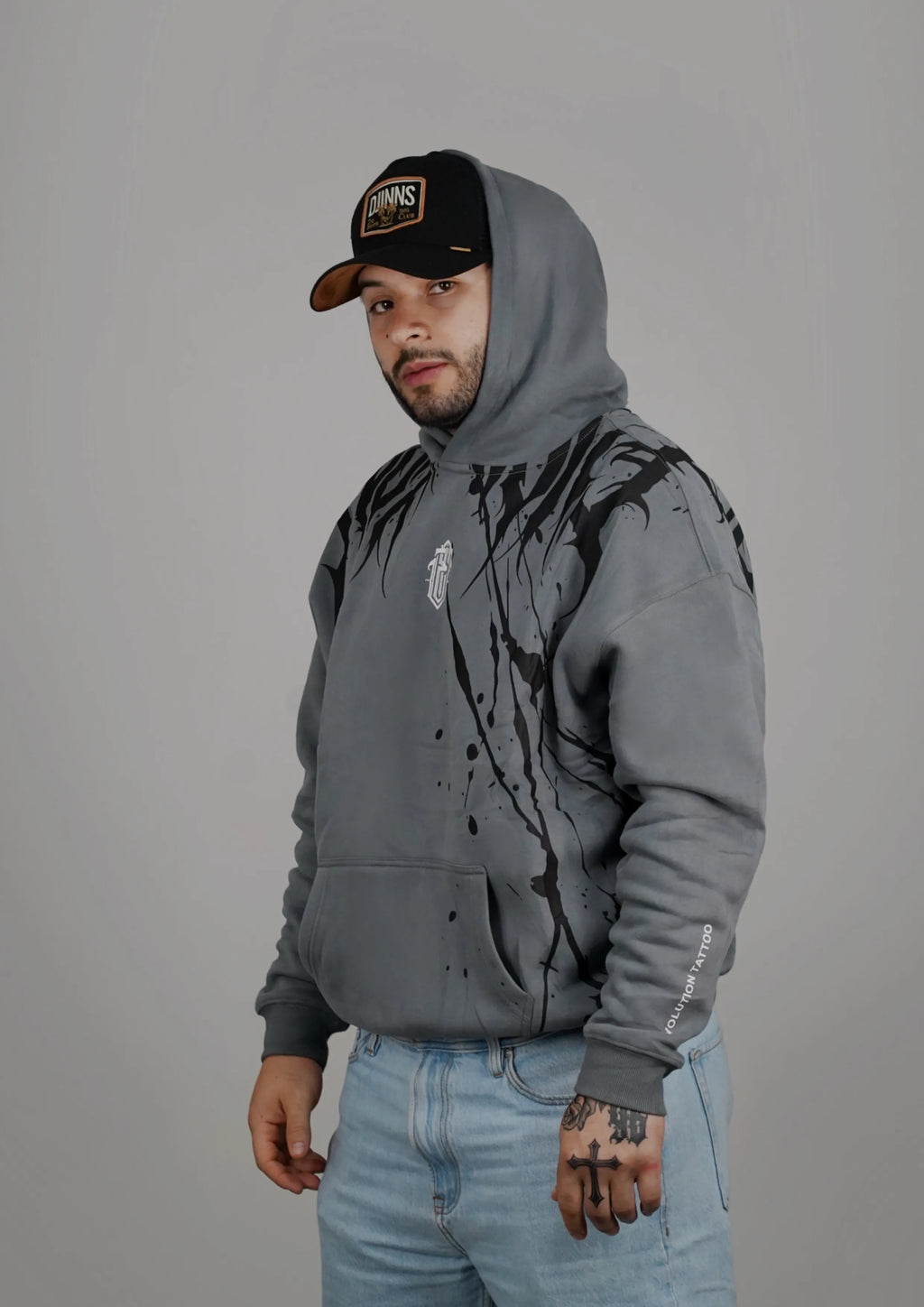 Sudadera Oversize Evolution Tattoo – Grey Ink Edition