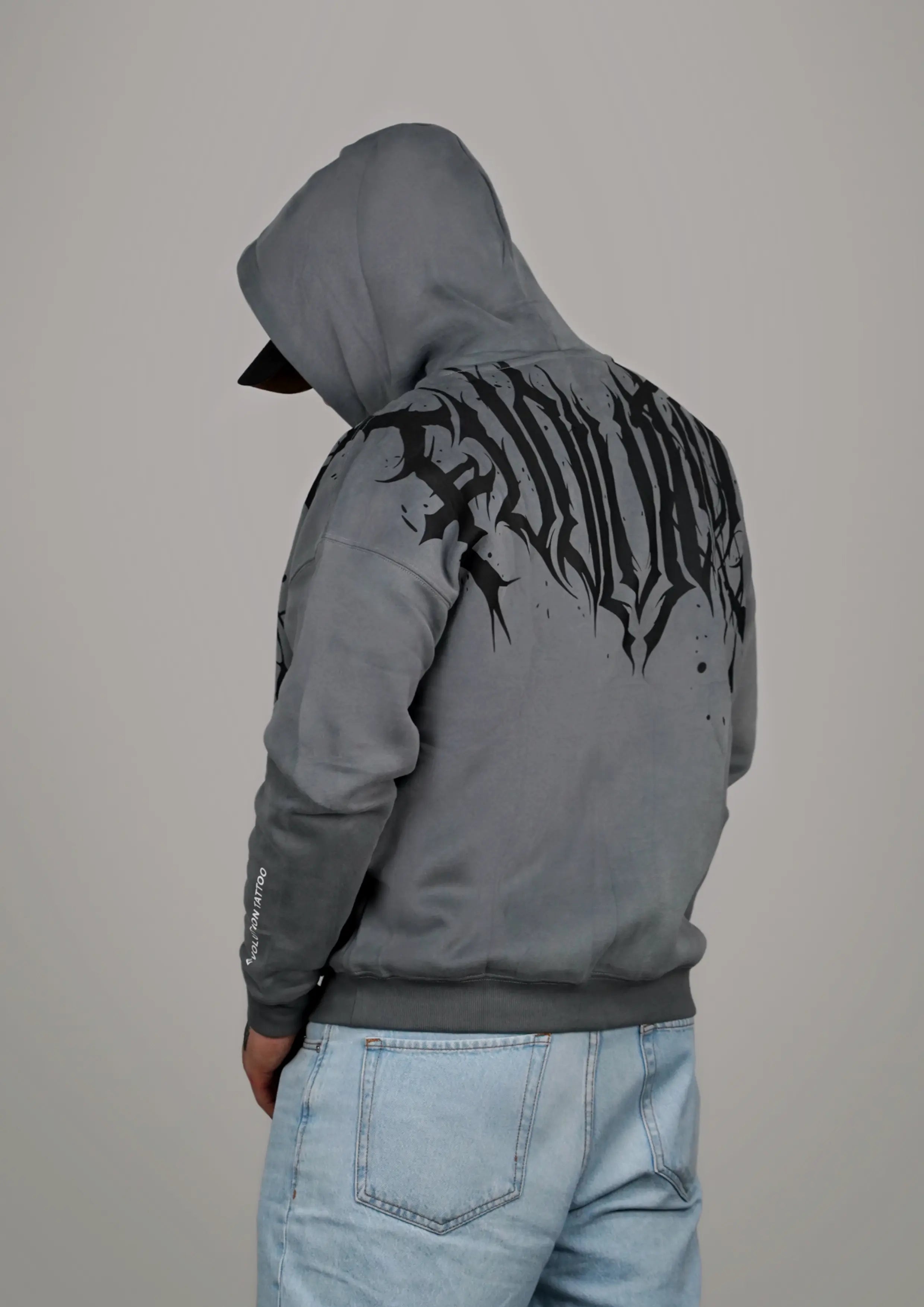 Sudadera Oversize Evolution Tattoo – Grey Ink Edition